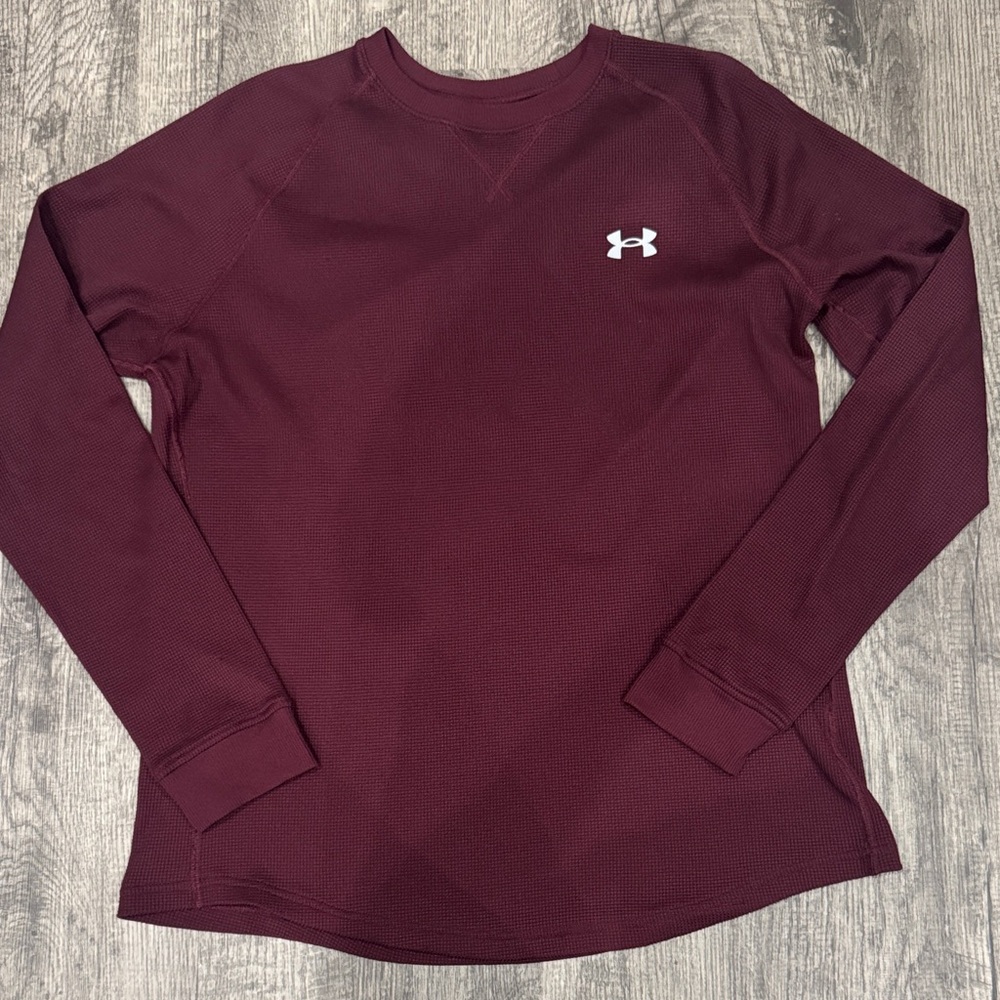 Under Armour Burgundy Crew Neck Waffle Top